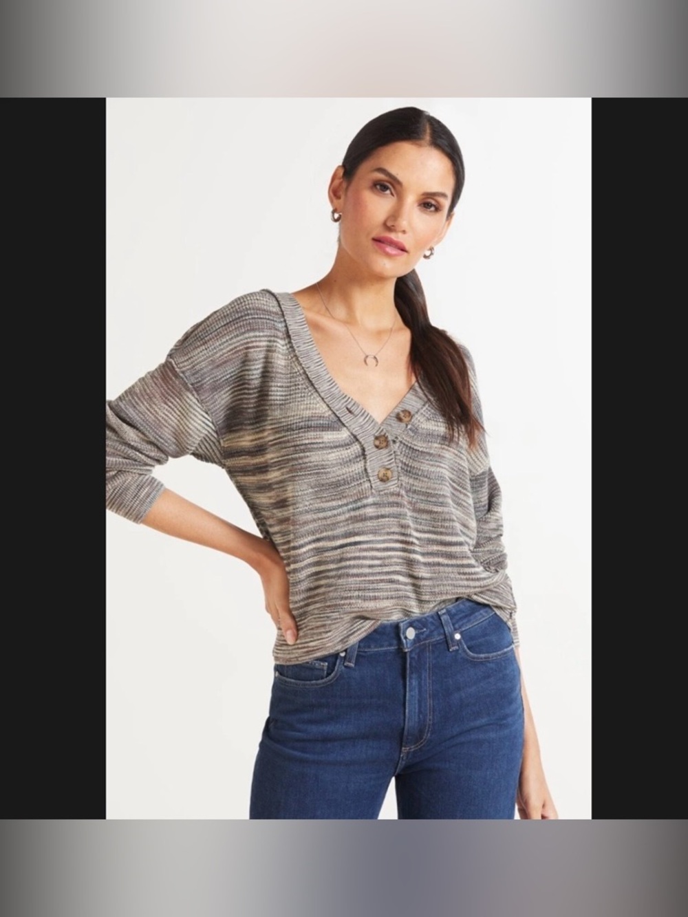 Free people mercury Henley sweater womens L boho casual